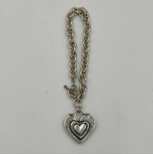 Michele Baratta Sterling Silver 925 Heart Locket Bracelet